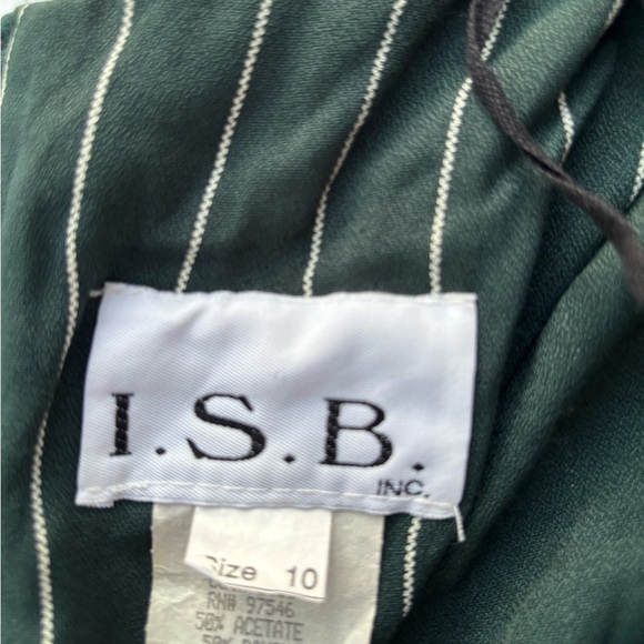 VTG I.S.B. INC. WOMEN'S SZ 10 elegant STRIPED dress green and white. - Picture 6 of 11